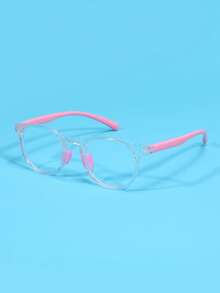 1 Pair Kids Oval Frame Fashion Non-Prescription Glasses, Suitable For Boys And Girls Daily Decoration, Back To School, Holiday, Travel, Halloween Party, Photography Props