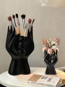 Boîte de rangement pour maquillage facial blanche, boîte de rangement multifonctionnelle pour le bureau, porte-stylo, porte-pinceau de maquillage, décoration. Boîte de rangement pour le bureau à la maison, utilisée pour la décoration du salon, du hall d'entrée, de la chambre. Cadeau idéal pour les camarades de classe et les amis.