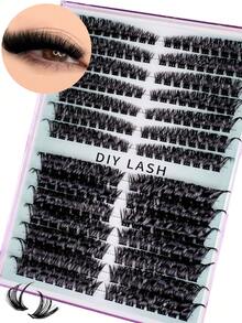 280 Fans D Lockige Falsche Wimpern mit großer Kapazität, in Höhe unterteilt, links + rechts für gepaarte Einzelcluster. Natürliche Segmentierung. Gebündelte Wimpern. Flauschig. Dick. Weich. Leichtes Wimpernset, angenehm zu tragen. Augen vergrößernd, Augenwinkel anhebend, DIY Wimpernverlängerung, Wimpernverlängerung. Für den täglichen Gebrauch&Hochzeiten&Dates&Partys&Musikfestivals&Halloween, Wimperncluster, Wimpernbüschel, Einzelwimpern, Wimpern, Falsche Wimpern