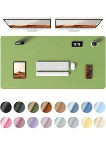 Leather Desk Pad, Office Desk Mat, Large Mouse Pad, Writing Board, Office Desk Blotter, Black, White, Purple, Pink, Gray, Green, Blue Non-Slip PU Leather Imprint, Laptop Pad, Waterproof Writing Mat For Office And Home Gaming Mouse Pad Desk Accessories Office Supplies Office Desk Accessories Mousepad Mouse Pad For Desk