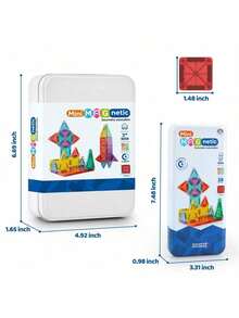 26pcs Magnetic Puzzle, Suitable For 4-8 Years Old Children, 56pcs Magnetic Building Blocks With Storage Iron Box Travel Construction Set, Educational Toys Birthday Gift For Boys And Girls 3+ Years Old