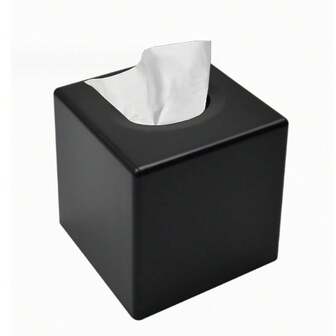 1 件，手纸盒盖，矩形黑色壁挂式面纸架分配器，适合存放在浴室梳妆台、厨房、床头柜、办公室台面和汽车上。有黑色和白色可供选择