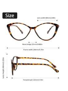 1 Pair Women's Blue Light Inhibiting Eyewear - Vogue Cat Eye Big Frame Glasses For Computer Use & Vision Protection | Back To School, Fall, Christmas - Brown - View 5