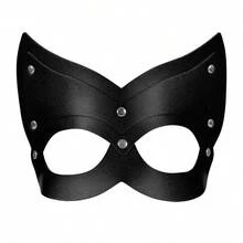 女士时尚PU皮革面具性感朋克哥特万圣节嘉年华派对半脸面具化妆舞会夜总会角色扮演道具面具 - 彩色 - 查看 2