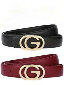 1/2 chiếc thắt lưng khóa chữ G bằng hợp kim cao cấp, nhẹ, thích hợp cho trang phục thường ngày, dự tiệc và mặc hàng ngày. - Nhiều màu 2 - Xem 2