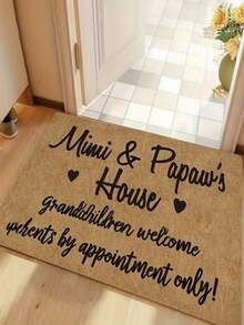 1pc New Mimi & Pawpaw's House Welcome Mat, Suitable For Living Room, Bedroom, Indoor - Machine Washable - Flannel Material, Soft Wrapped, Skin-Friendly, No Pilling, Water-Resistant Easy Care, Odorless - Ideal For Home Decor, Room Decor, Living Room Rug, Bedroom Rug, Bathroom Rug, Kitchen Rug, Area Rug, Hotel Decor - Area Rug, All Season Use.