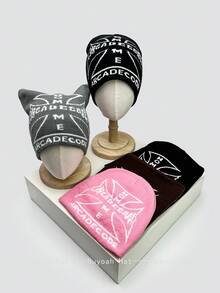 1 件秋冬美国街头十字字母针织帽，温暖男女款复古嘻哈滑雪帽秋季 - 彩色 - 查看 8