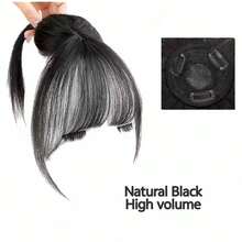 Elegant 3D Super Thin Synthetic Hairpiece, With Bangs, Natural Look, Clip-In Bangs, For Daily Wear, Party