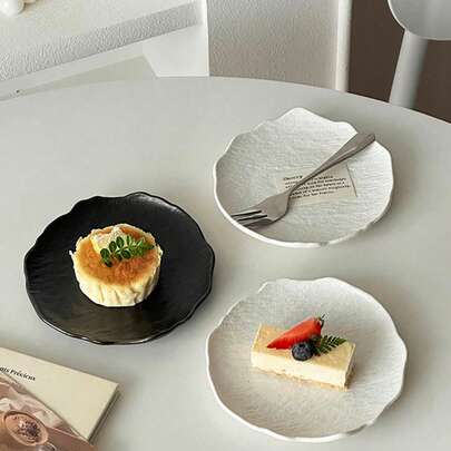 不对称仿岩石图案塑料盘子，高品质蛋糕/甜点/寿司盘，创意西式餐具