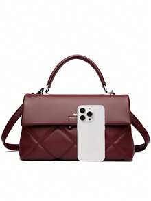 高品质女士单肩包，真皮奢华手提包，2025款设计师单肩斜挎包 - 酒紅色 - 查看 8