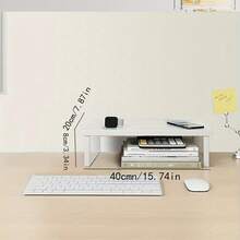 1pc Wooden Monitor Stand With Storage, Laptop Computer Monitor Riser Desk Organizer, Suitable For Home And Office Desktop, Laptop Stand, Office Supplies - 彩色 - 查看 16