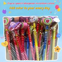 15/30 piezas + 1 sacapuntas, color aleatorio, lápices de madera HB con borradores - Diseño creativo con forma de animales coloridos, borradores reemplazables, material de madera natural adecuado para la escuela, la oficina y los suministros de arte, lápices lindos, papelería escolar, diseño interesante, suministros duraderos
