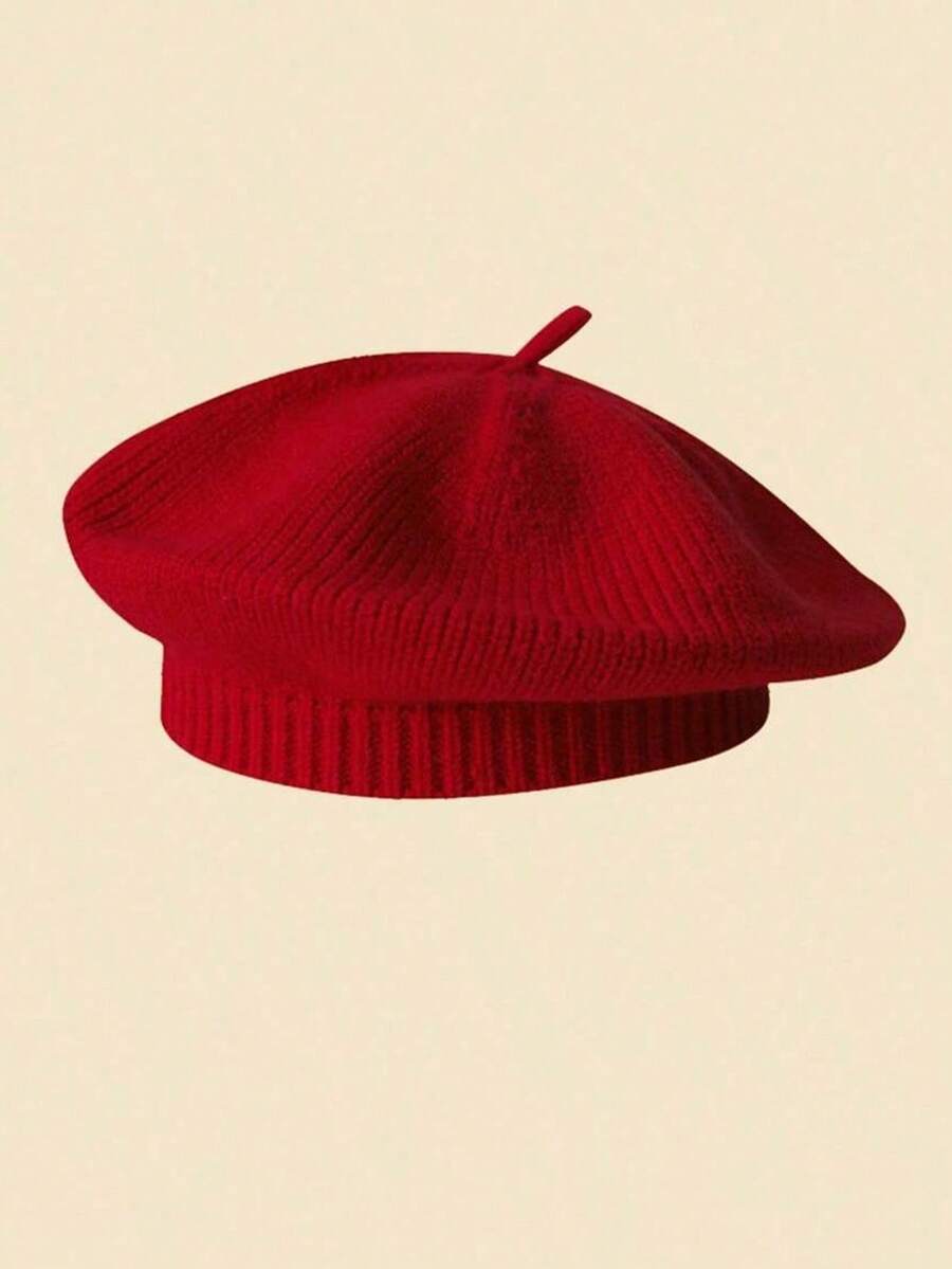This Compact British Vintage Street Style Beret, Knitted Artistic Design, Suitable For Autumn And Winter, Versatile And Warm, An Ideal Choice For Casual Occasions. - Multicolor - View 1