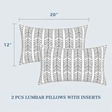 Outdoor/Indoor Throw Pillows, 18x18 Square Pillows With Inserts Bed, Couch, Sofa & Patio Furniture (Set Of 2, Monstera Blue), Decorative Pillows - 黑白人字紋 - 查看 3