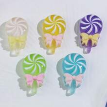 30pcs Lollipop Candy Bow Charm Cute Girly Resin Decorations - Colorful DIY Jewelry, Shoes And Phone Case Accessories - Random Mix