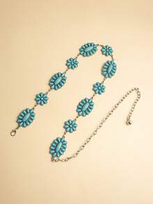 1 Stück Vintage Damen Gravierte Schnalle Mattschwarze strukturierte Metallkette für die Taille, geeignet für Westernstil und Große Größen, passend für Frühling, Sommer, Herbst und Winter