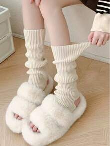 1 Paar Damen 168D gestrickte Stulpen Warme Strümpfe, JK Schulstil Beinwärmer, Ballett Tanzsocken, Herbst/Winter