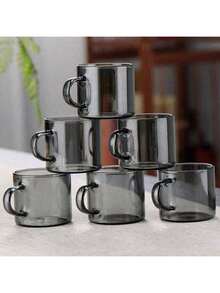 12/6/4/2 Stücke Set schwarze, hitzebeständige Gläser mit Griffen, geeignet für Zuhause, Büro, KTV, ideal zum Trinken von Wasser, Tee, Getränken, Espresso [Hinweis: Kein Glashalter enthalten]