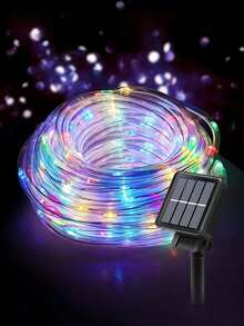1 件户外太阳能灯管 - 300/200/100/50 LED，带太阳能电池板的灯管，8 种模式，IPX4 户外灯串，适用于泳池、婚礼、圣诞节、庭院、路径装饰、婚礼、圣诞节、万圣节、节日装饰和氛围照明花园装饰，LED 仙女灯，适合 DIY 装饰，非常适合庭院、花园、露台、栅栏、树木、蹦床、婚礼、生日派对、圣诞装饰，满足 11 个节日需求灯串 - 彩色光 - 查看 4