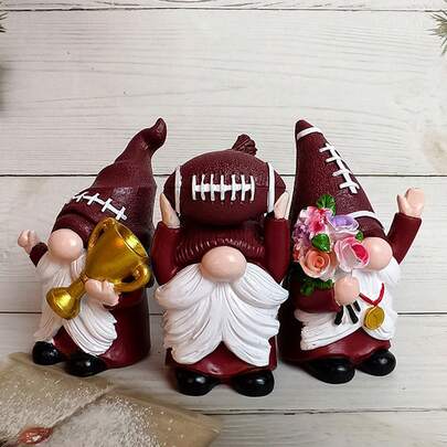 3 Pcs Christmas Gnome Figurines Ornament Adorable Statue Decoration For Living Room Garden Patio Lawn