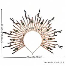 1 pièce Serre-tête Méduse d'Halloween, coiffe de costume de déesse aux serpents, couronne gothique pour fête, cosplay, accessoire photo - Vert - Voir 5