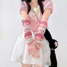 Cute Pink Girl Japanese Y2K Style Long Arm Sleeves Autumn And Winter - Pink - View 8