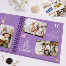 1 件 7 英寸 DIY 剪贴簿相册精装牛皮纸空白页无酸 40 页（20 张）纪念册适用于结婚周年纪念家庭回忆小剪贴簿项目 - 彩色 - 查看 5