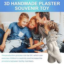 3D Handmade Model Clone Powder Hands Casting Crafts Plaster Kit Souvenir Couple Baby Hand Foot Print Model Self-Made Wedding Anniversary Gifts Valentine's Day - Grey - View 6