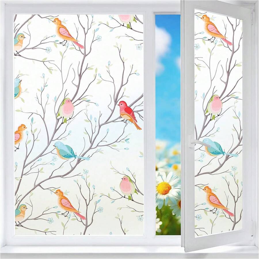 Adesivo de Janela Translúcido Arco-Íris de Controle de Calor Fosco, Película Estática de PET para Janela para Escritório, Banheiro, Decoração de Casa, Quarto, Cozinha, Adesivo de Parede, Decoração de Parede