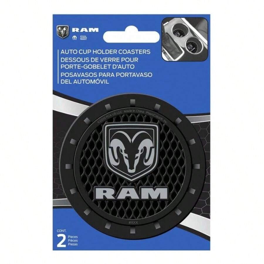 Juego de 2 Posavasos automotriz con Logotipo de Ram - Negro y gris - Ver 1