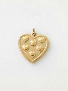 1pc Stainless Steel Heart Shaped Pendant, Handmade DIY Accessory For Halloween, Thanksgiving, Suitable For Necklace, Bracelet, Earrings