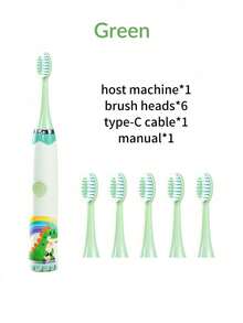 1pc Rechargeable/Battery Powered Electric Toothbrush, Battery Operated With 1 Button 1 Speed Setting, Rechargeable With 1 Button 4 Speed Settings, Comes With 6 Brush Heads - Red - View 11