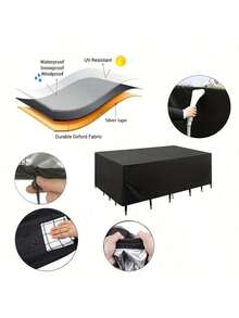 AIYYIPA 1 pieza Cubierta de caja para patio al aire libre - Tela Oxford duradera, cierre de cordón ajustable, protección resistente a la intemperie para almacenamiento de jardín y muebles de exterior, Cubierta para muebles de exterior