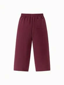 mini bala Quần ống rộng mềm mại co giãn thoải mái cho trẻ em phong cách thường ngày ở trường đại học - rượu vang đỏ - Xem 2