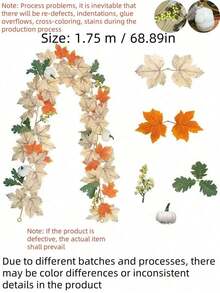 1pc-Fall Maple Leaves Garland, 5. 6Ft Artificial Maple Leaf Autumn Garland Hanging Fall Vines Table Decorations -Durable Reusable For Thanksgiving Home Party Fireplace Wedding Dinner Deco, Home Wedding Party,Home Decor,Table Decoration, Front Door Fall Decoration, Indoor And Outdoor Decoration,Fall Decor,Halloween Decoration,Halloween Decor