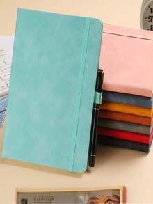 1pc A6 Hardcover Notebook With Bookmark Ribbon - Soft Cover Business Diary, School Supplies, Stationery, Back To School Essential, Study Notebook