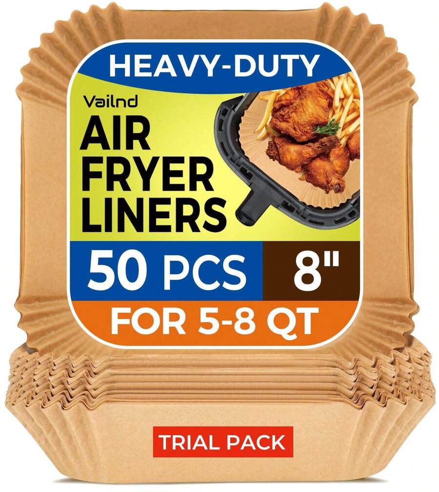 Air Fryer Liners Disposable - 50 PCS 8 Inch Air Fryer Parchment Paper Round, Non-Stick  Paper Liner For Baking Roasting Microwave - 50 chiếc - Xem 1