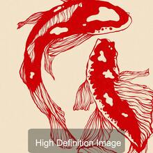 1 幅带框/无框红色锦鲤日本艺术复古海报美学复古简约绘画帆布印刷墙画适用于宿舍、公寓、客厅、卧室、家居装饰