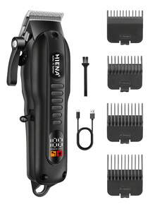 HIENA Professional Men's Hair Clipper And Shaver Set, 5-Piece/3 PiecesSingle Unit Optional, USB Rechargeable Cordless Hair Clipper With LED Display, Lithium Battery, Mini Body, Multiple Accessories, Suitable For Beginner Barbers And Home Use, Exquisite Gift Box Packaging, Create Your Own Men's Hair Clipper Set - Black - View 10