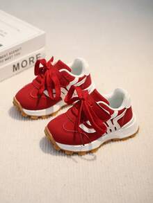1 双男女通用 PU 绑带和钩环设计经典复古运动鞋，适合所有季节 - 紅色 - 查看 4