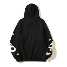 Fashion Street Hooded Set - Playful Star And Letter Print, Loose Casual Design, Preferred Two - Piece For Daily Sports And Streetwear  Spring/Fall    Regular Fit    Drawstring  Pocket - Bộ đồ đen trắng - Xem 3