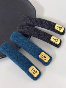 1pc Polyester Casual Bow Hair Clip, Square Bow Design, Suitable For All Seasons, Winter Outfit For Women, Bows, Cute, Claw Clips, Hair Claws, Hair Slide, Hair Barrettes