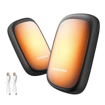 sweetfull 2pcs Rechargeable Reusable Hand Warmers - 4000mAh Portable Pocket Warmer For Men & Women 8h Long-Lasting Durability Ideal For Outdoor Camping & Hunting Winter Essential Accessory