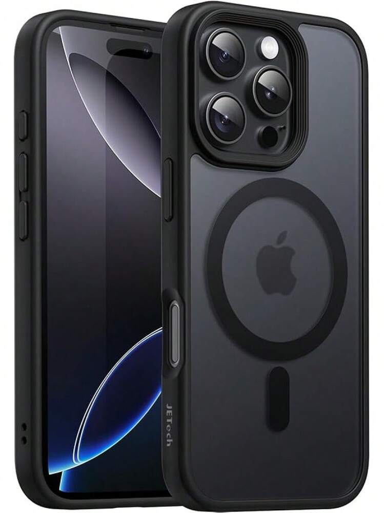 JETech Magnetic Case For IPhone 16 Pro MAX 6.9 Inch Compatible With Slim Matte Translucent Back Cover Shockproof (Natural Titanium/White) - Black - View 12