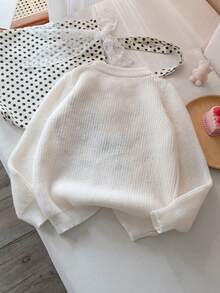 Suéter de punto con bordado de ciervos navideños lindos para niña, adecuado para Navidad, primavera, otoño e invierno - Albaricoque - Ver 3