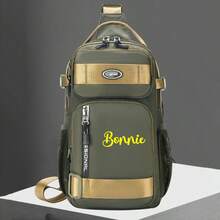 Customized Text, Personalized Name Men's Chest Bag, Custom Halloween Cartoon Cute Large Capacity Men's Waist Bag, Personalized Travel Cycling Hiking Bag, Office Commute Fashion Shoulder Bag, New Casual Men's Chest Bag, Convenient Outdoor Shoulder Bag Backpack, Large Capacity Couple Messenger Bag, Suitable For Work, Hiking, Travel, Outdoor Sports, As A Gift For Father, Family, Friends, Brothers, Boyfriend