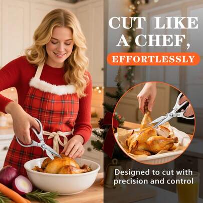 1pc Stainless Steel Poultry Shears, Heavy Duty Kitchen Scissors For Cutting Chicken Bones, Meat And Vegetables