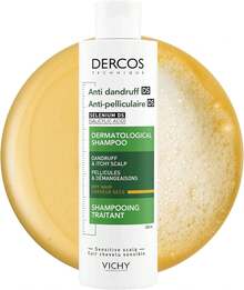 Dercos Anti-Dandruff Shampoo For Dry Hair & Sensitive Scalp 200ml, DS Dermatological Shampoo Treats Dandruff & Itchy Scalp, Helps Maintain Microbiome, Selenium + Salicylic Acid - 綠色 - 查看 1