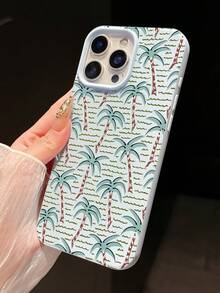 1 件极简主义风格海浪和棕榈树哑光软硅胶手机壳，适用于 11/12/13/14/15/16/17 系列 - 天藍色 - 查看 2