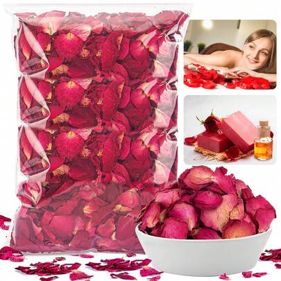 1 Pack (30g/300g) Natural Dried Rose Petals, Real Flowers Decor, Suitable For Foot Bath, Full Body Bath, Spa, Romantic Wedding, Confetti, Home Fragrance, Shower, Soap & Candle Making, Party & Wedding Decoration, DIY Crafts. 100% Pure Natural Organic Dried Red Rose Petals, Suitable For Foot Bath, Full Body Bath, Spa, Wedding, Confetti, Home Fragrance, Wax & Soap Making, DIY Crafts.